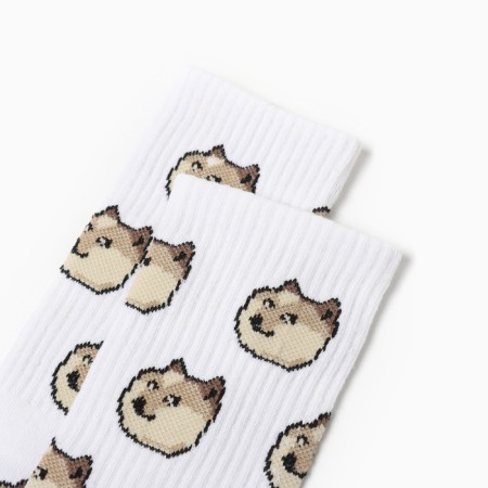 Male socks "dog meme", white color, rr 40-44-1