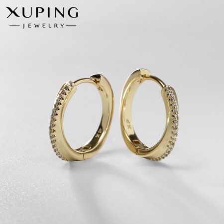 Cooping earrings Xuping, classic, white color in gold, d = 1.8 cm