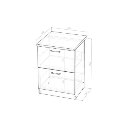 Cabinet floor lira 600x600x850 with 2 drawers white/quado shimo light/malag-2