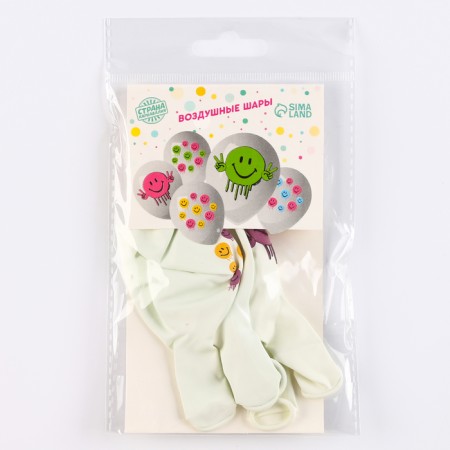 Latex ball 12 "" Multicolor emoticons ", a set of 5 pcs.-1
