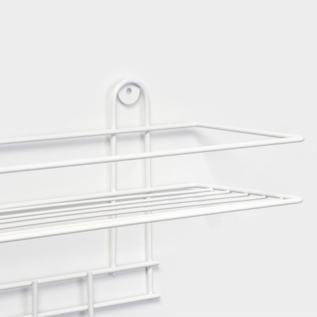 Bath shelf straight, 4 hooks, 33 × 12.5 × 21 cm, white color-2