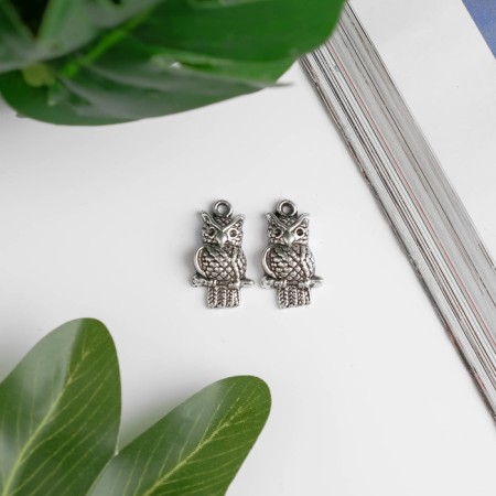 Decor Metal for creativity "Owl on a branch" (A10093) 2.1x1.2 cm