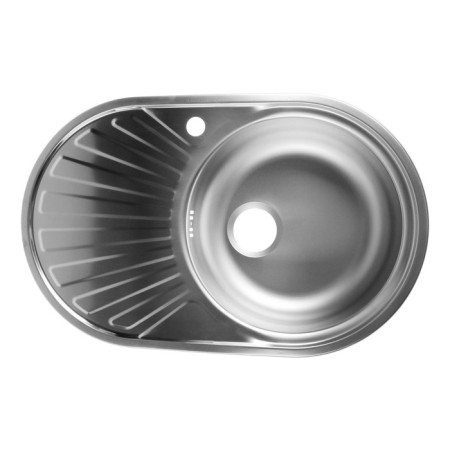 Kitchen sink "Vladiks", cut, with a siphon, 77x48 cm, right, stainless steel 0.6 mm