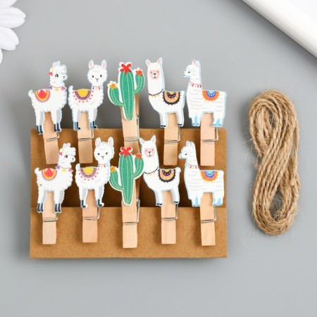 Decor for creativity wood "Procurep. Lama and cacti" set of 10 pcs 5x2x1.2 cm-3