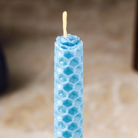 Candle from wax "Calm and inner harmony", 13x1.7 cm, 1 h, blue-2
