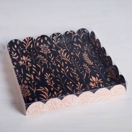 Cookie box, confectionery packaging with PVC lid, just for you, 21 x 21 x 3 cm-1