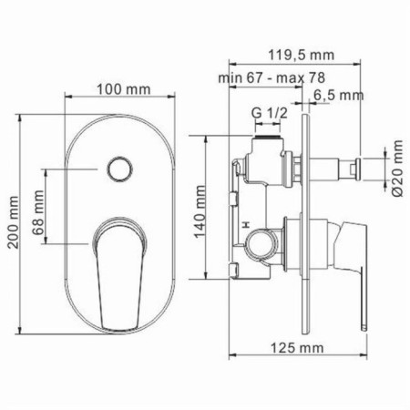 Shower mixer Wasserkraft dill 6161, single -leaf, without spout, chrome-2