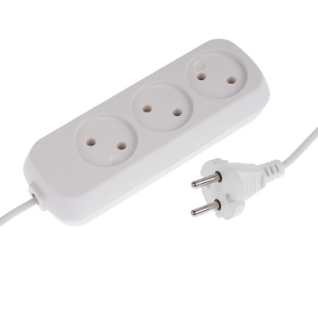 Extension cord 3 sockets, 5 m, 10 A, 2200 W, PVS 2x0.75 mm2, without salary, white-1