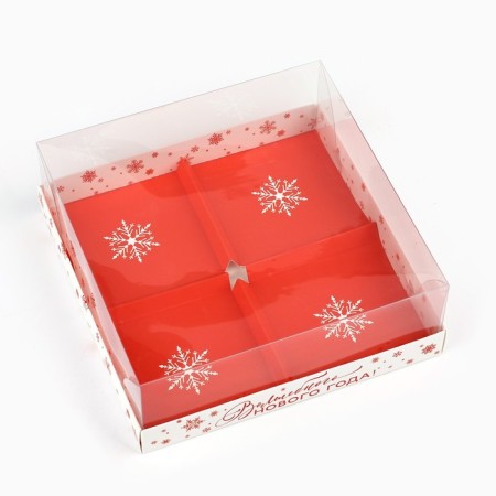 Box for Mussian cakes "Magic New Year", 17.8 x 17.8 x 6.5 cm, New Year-2