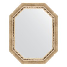 Mirror in the baguette frame, aged silver with weaving 70 mm, 58x73 cm