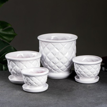 Set of pots 4 pcs. "Bill" White, 4l, 1.5l, 1l, 0.5l
