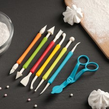 Set for modeling confectionery jewelry and confectionery scissors for carrying decorating a lot, 6 pcs, color and shape mix