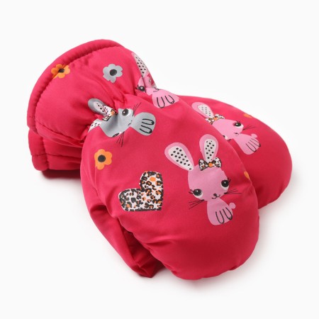 Mittens of winter children's minku, raspberry color, 18cm