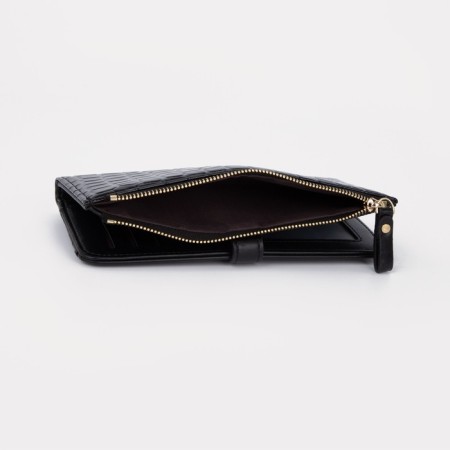 Women's wallet on the button, black color-3