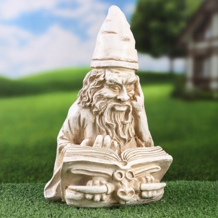 Garden figure "Smart Dwarf" Gray Stone, 18x15x29cm