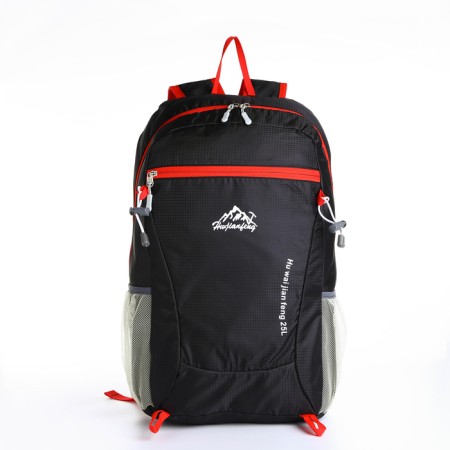 Tourist backpack 25l, folding, waterproof, with lightning, 4 pockets, black color-1