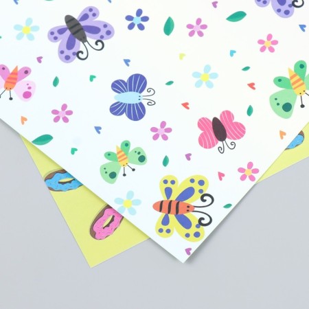 Scrapbooking paper bilateral "butterflies and donuts" density 180 g 15.5x17 cm-4
