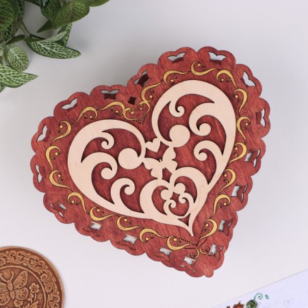 Casket "Heart", with a wish, 21x19x6 cm-4