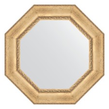 Mirror in a baguette frame, aged silver with an ornament of 120 mm, 77x77 cm