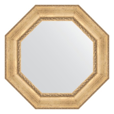 Mirror in a baguette frame, aged silver with an ornament of 120 mm, 77x77 cm