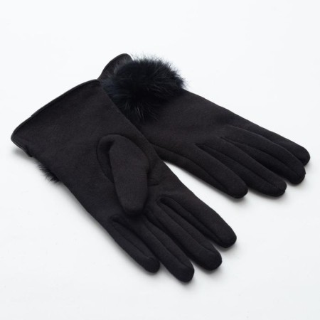 Female gloves minku "fluff", size 6.5, black color-1