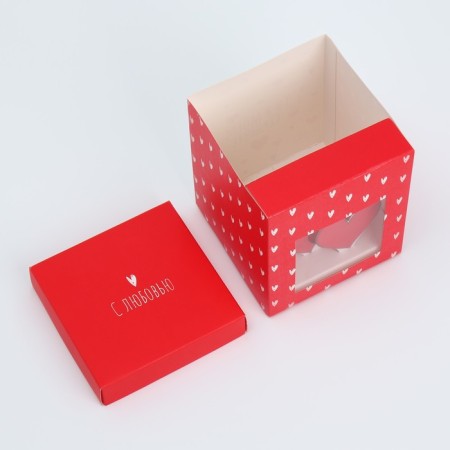 Gift folding box with 3D effect, packaging, “with love”, 11 x 11 x 13 cm-7