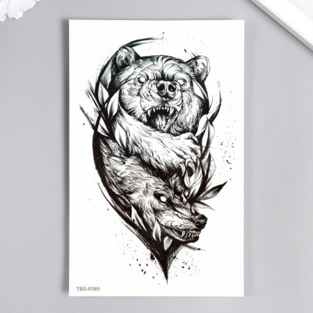 Tattoo on the body Black "Bear Red" MIX 21x11.5 cm-1