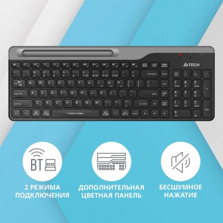 Keyboard A4Tech FSTYLER FBK25 Black/Gray USB wireless BT/Radio Slim Multimedia (FBK 106853-1