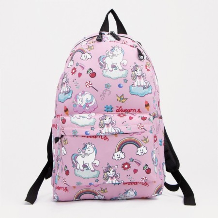 School backpack from lightning textiles, external pocket, penalty, pink color-1