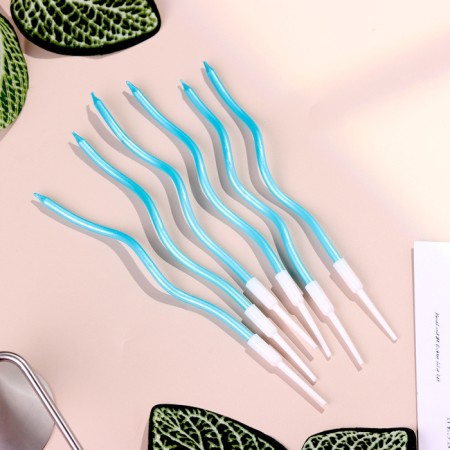 Candles for cake twisted "serpentine" 6 pcs, cocktail, sky blue-1