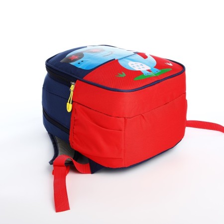 A backpack with a zipper, the color is blue/red-2