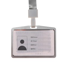 Badege-carman horizontal (external 98 x 58mm), internal 85 x 54 mm, metal, silver, tape 40cm
