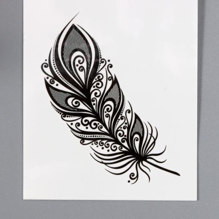 Tattoo on the body "feather" 5.3x6.3 cm