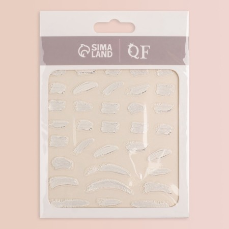 Nail stickers "smears", voluminous, white color-3