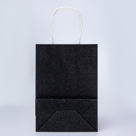 Gift Paper Package with glitter Black, 15 x 8 x 21 cm-1