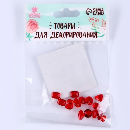 Decorative pebbles for creativity, set of 15 pcs., Red color, stones - from 6 to 14 mm-2
