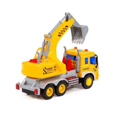 City Excavator car, inertial, with light and sound, yellow color-4