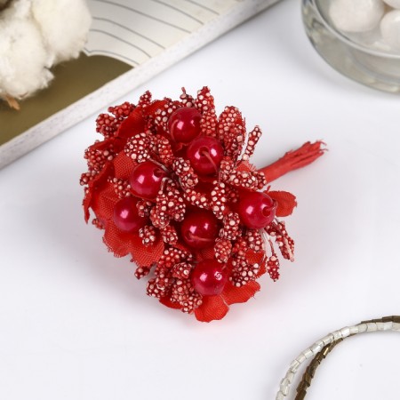 Decor for creativity "Flowers with bead" 10 cm (1 set = 1 bouquet) in the bouquet 12 colors