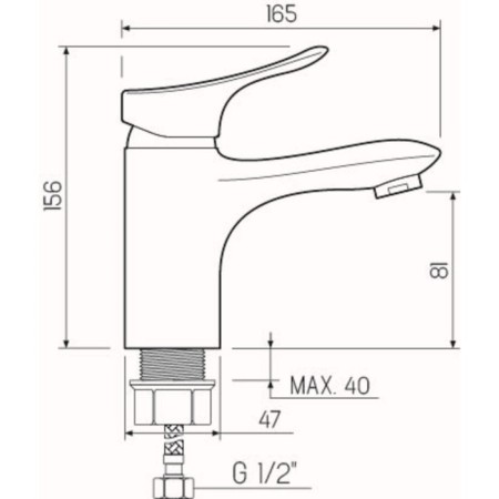 Sink mixer "RMS" SL120-001F, single-leaf, cartridge 40 mm, zinc, chrome-4