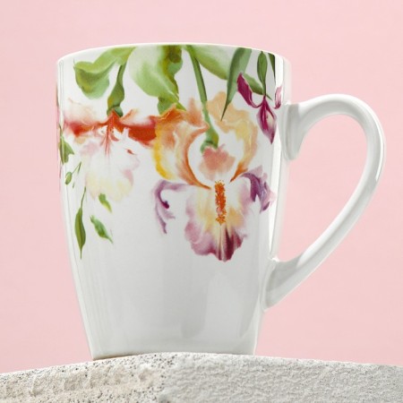 Ceramic watercolor mug, 350 ml, white color-3