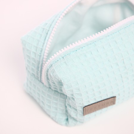 Cosmetic bag at the zipper textura, turquoise color-7