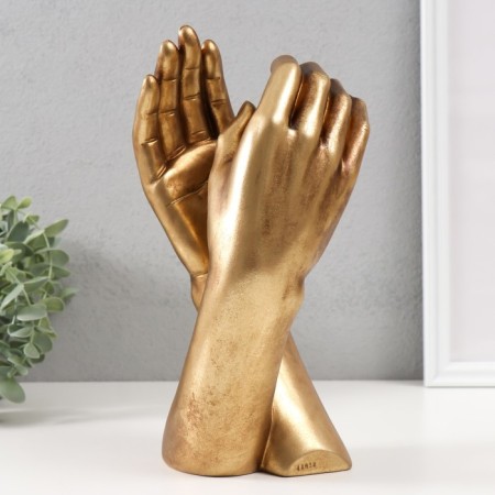 Souvenir Polystone "Two Hands - Touch" Gold 13.2x1.6x26.5 cm-2