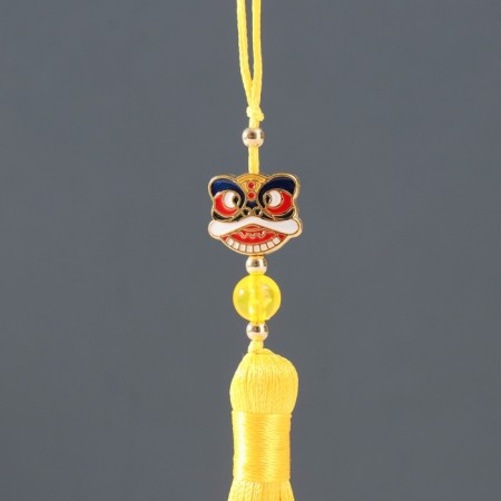 Textile suspension, metal "Chinese lion" yellow 1x1.2x10 cm-1