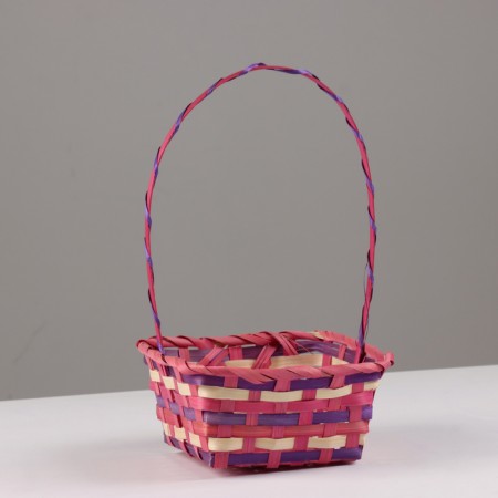 Wicker basket, 20 x 20 x 10/33 cm, purple, bamboo-5