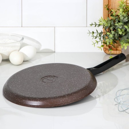 Pancake pan, d = 24 cm, plastic handle, anti -stick coating, color coffee marble-2