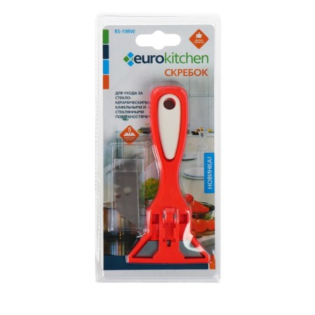 Scraper for glass -ceramic plates euro kitchen color red/white, 1 pc (+ 3 blades)