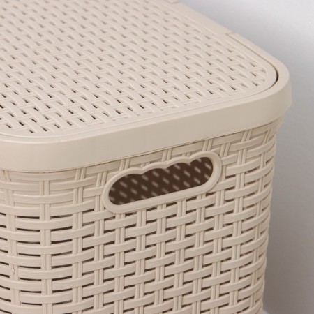 Besnaya basket with a rattan lid, 40 l, 37 × 29.5 × 48 cm, Latte color-1