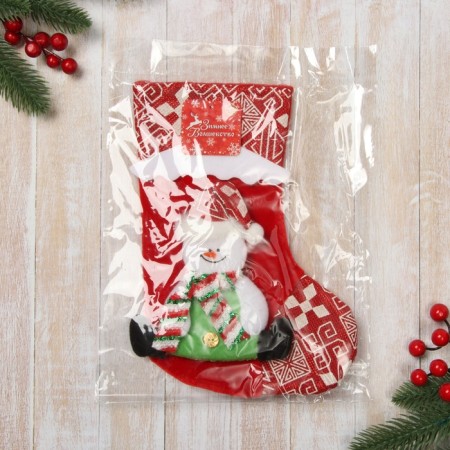 Nosok for gifts "Snow House" Snowman, 18.5x26 cm, red-2