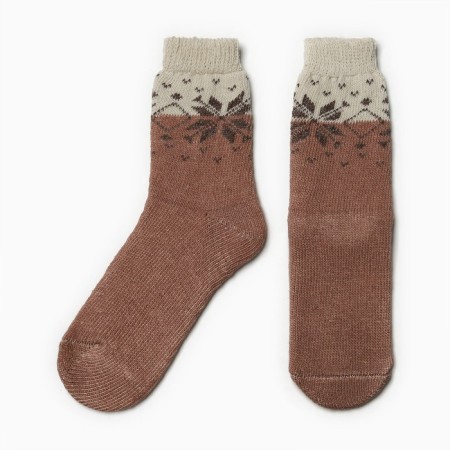 Women's socks, brown color/snowflakes, size 25