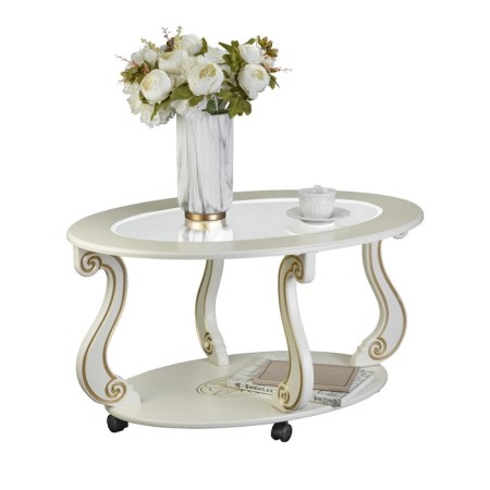 Coffee table on wheels Ovation (C), 900x615x490, ivory/gold-4